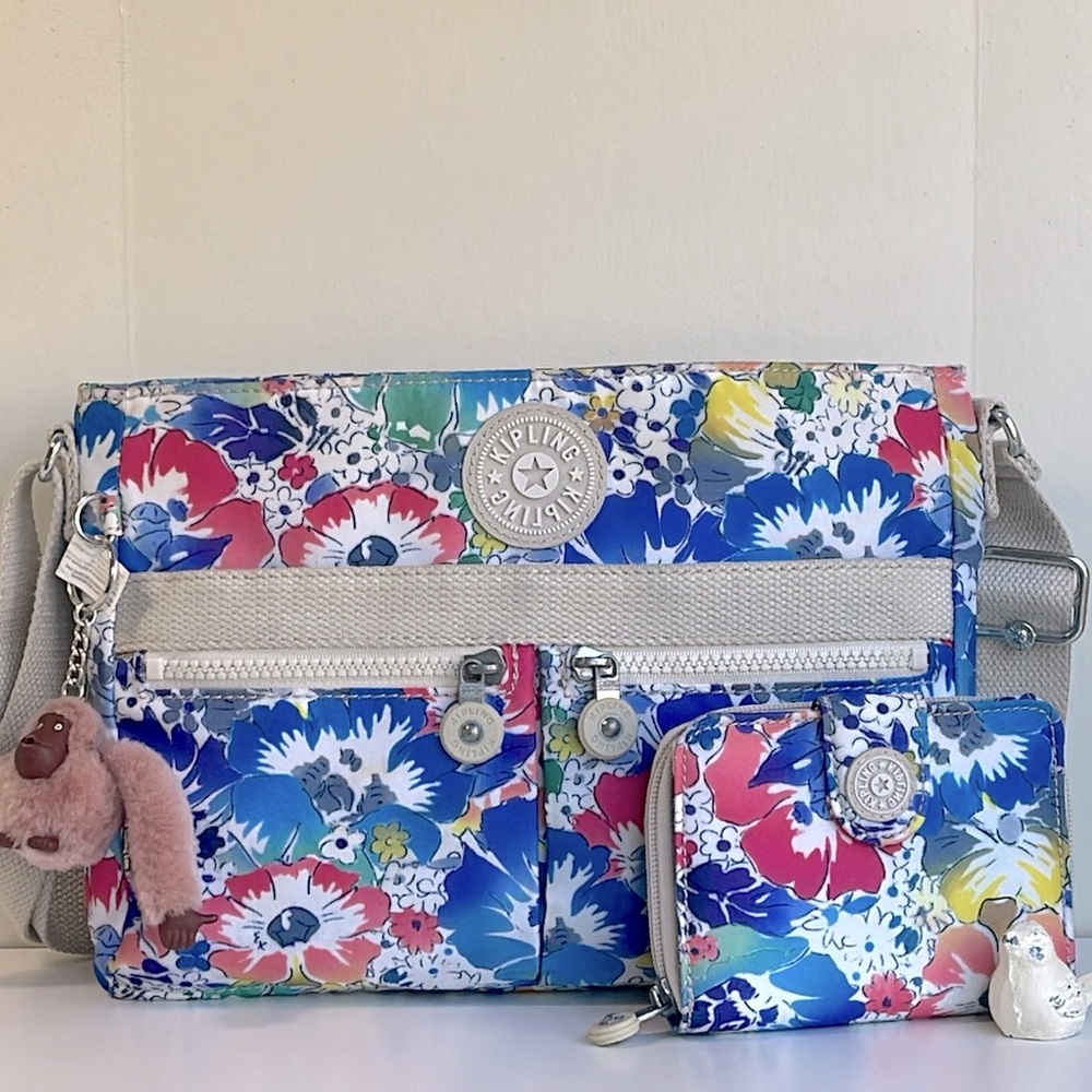 Kipling 🦧 Floral Crossbody Bag With Matching Wallet
